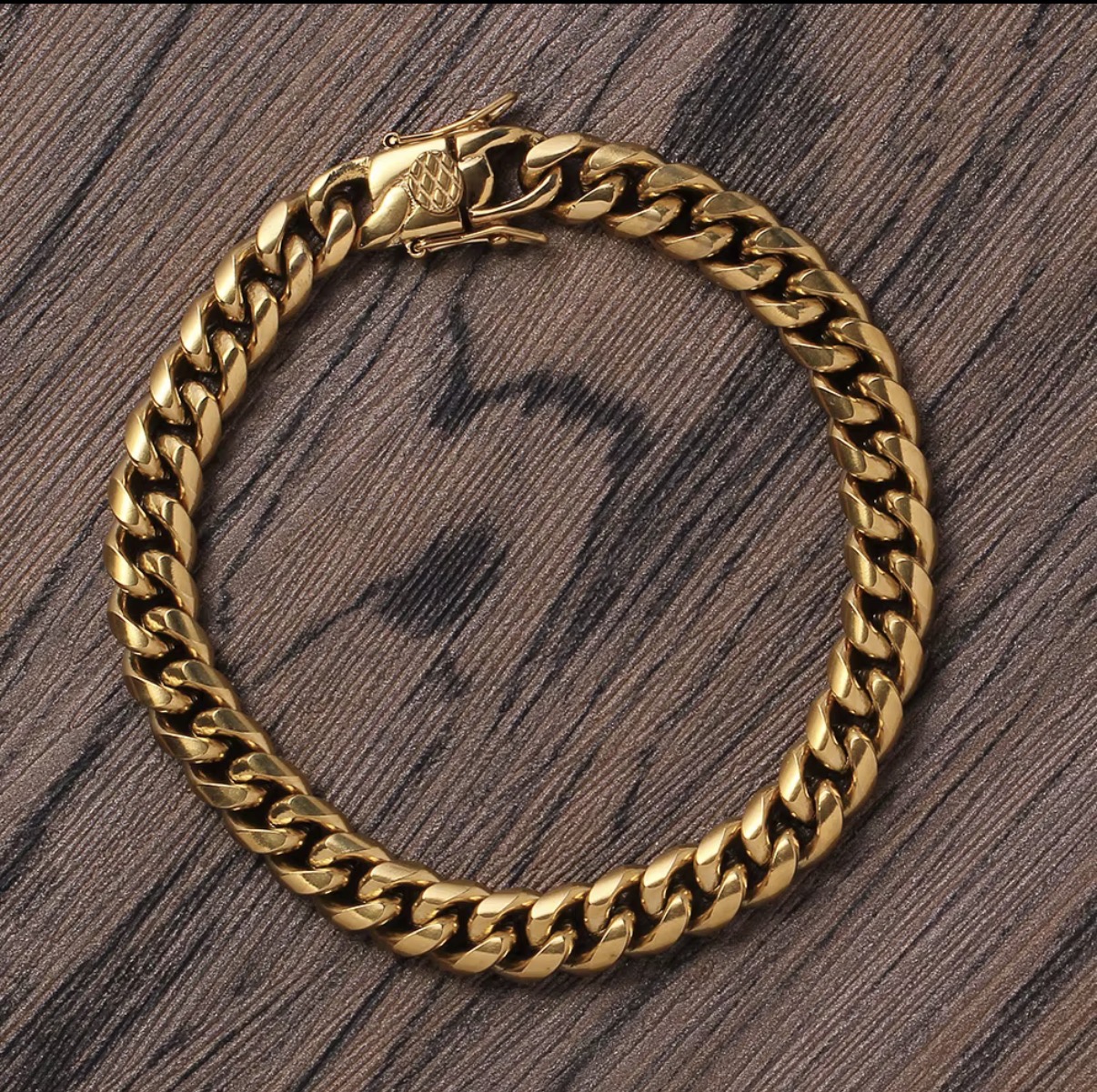 SB003 Hip Hop 6mm stainless steel Cuban chain bracelet Gold plated jewelry men chunky Metal Hip Hop bracelets and bangles