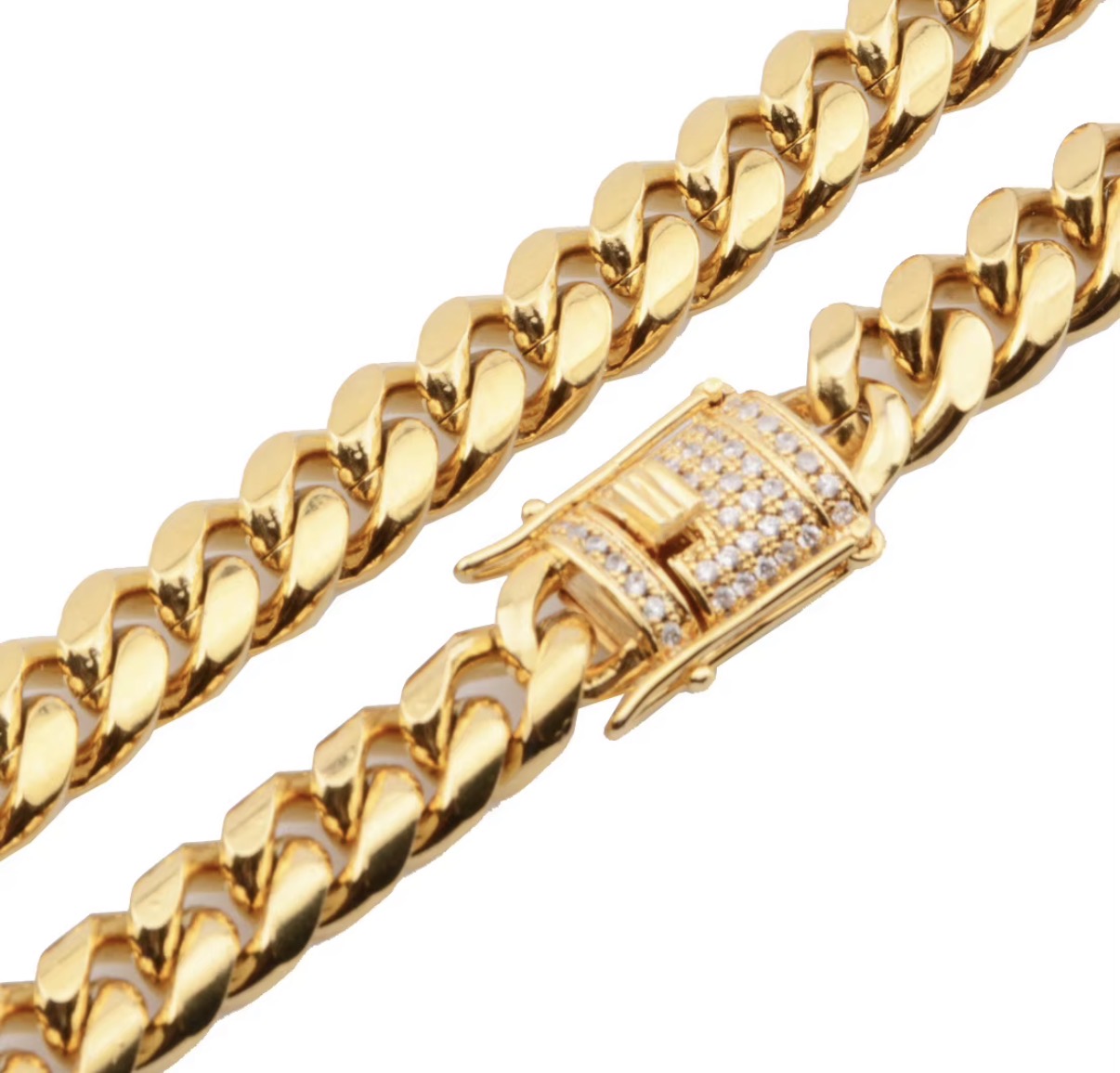 Photo from Hannah L.'s order of 20 inch 10mm Cuban Link Chain colar de Corrente De Aco Inoxidavel Com Fivela De Oura Ziconio Colar De Corrente Cabano