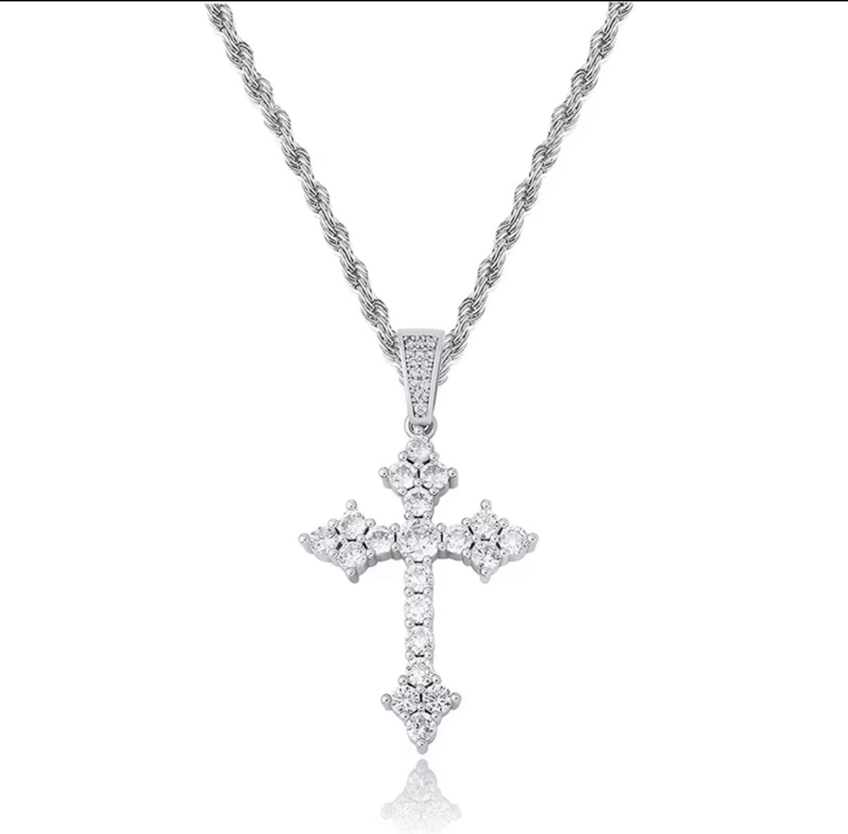 Photo from Sofia G.'s order of New charm Hiphop jewelry Brass gold plated bling iced out cubic zircon cross pendent necklace rope chain