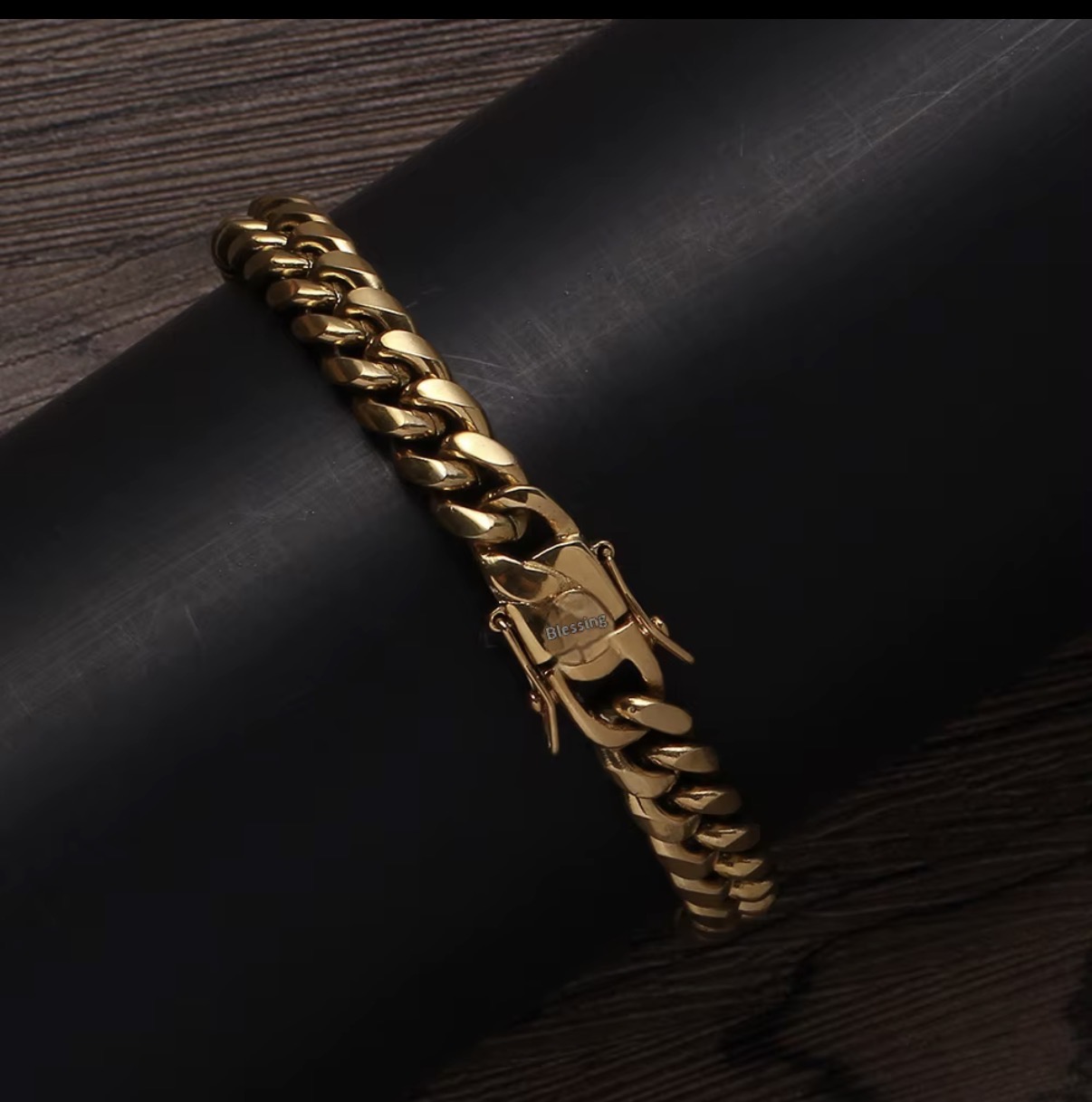 Photo from Maya F.'s order of SB003 Hip Hop 6mm stainless steel Cuban chain bracelet Gold plated jewelry men chunky Metal Hip Hop bracelets and bangles
