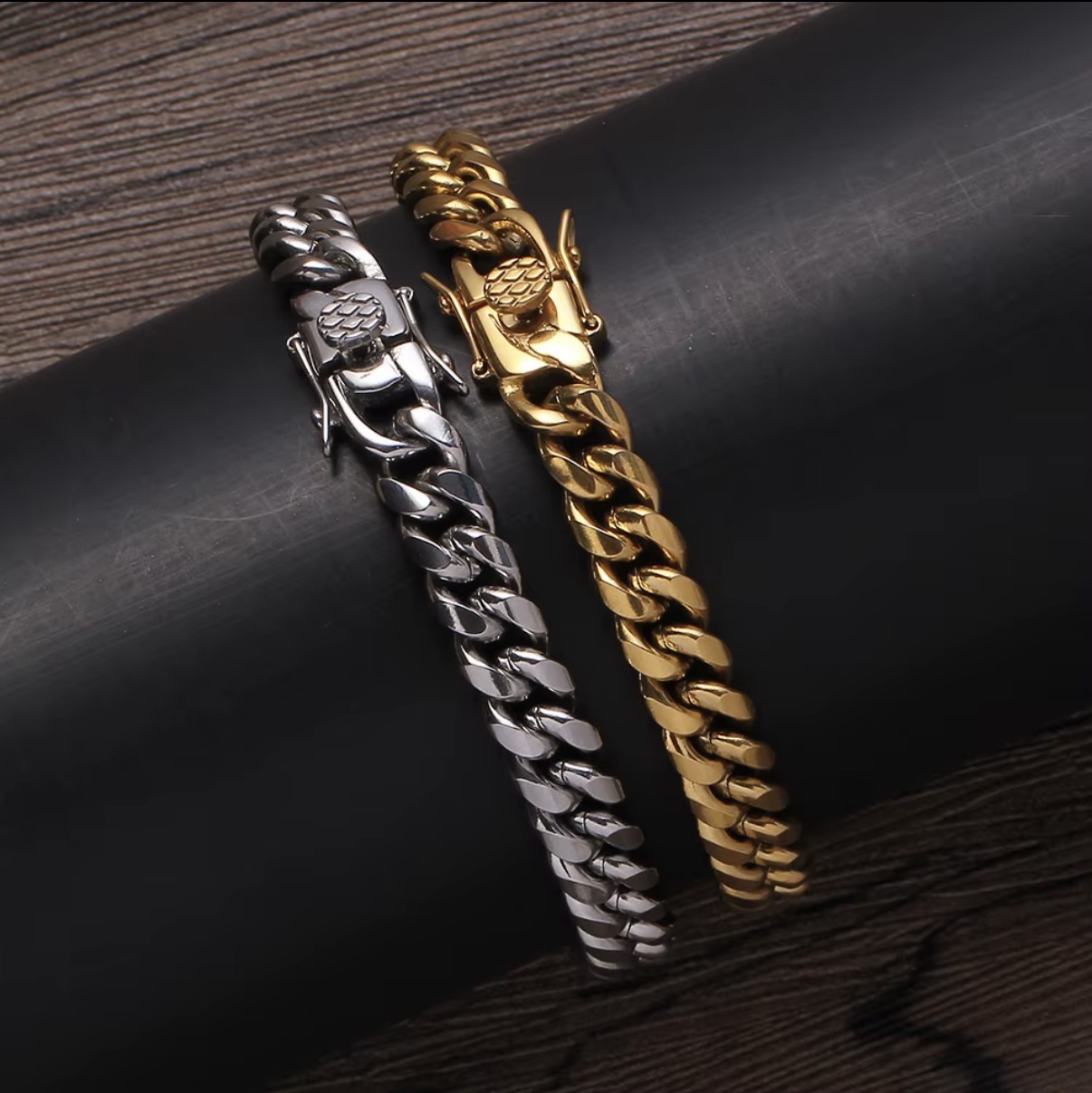 Photo from Hannah L.'s order of SB003 Hip Hop 6mm stainless steel Cuban chain bracelet Gold plated jewelry men chunky Metal Hip Hop bracelets and bangles