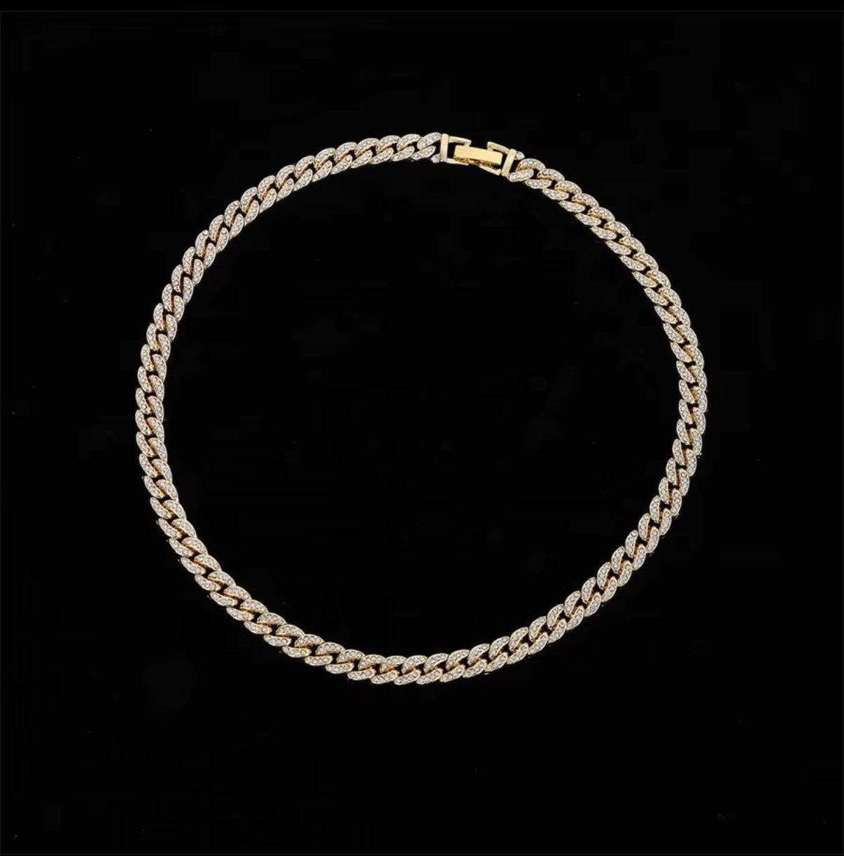 Photo from Alyssa R.'s order of Stock Alloy and one row Bling Rhinestone Hip Hop iced Out 8mm width Cuban chain bracelet