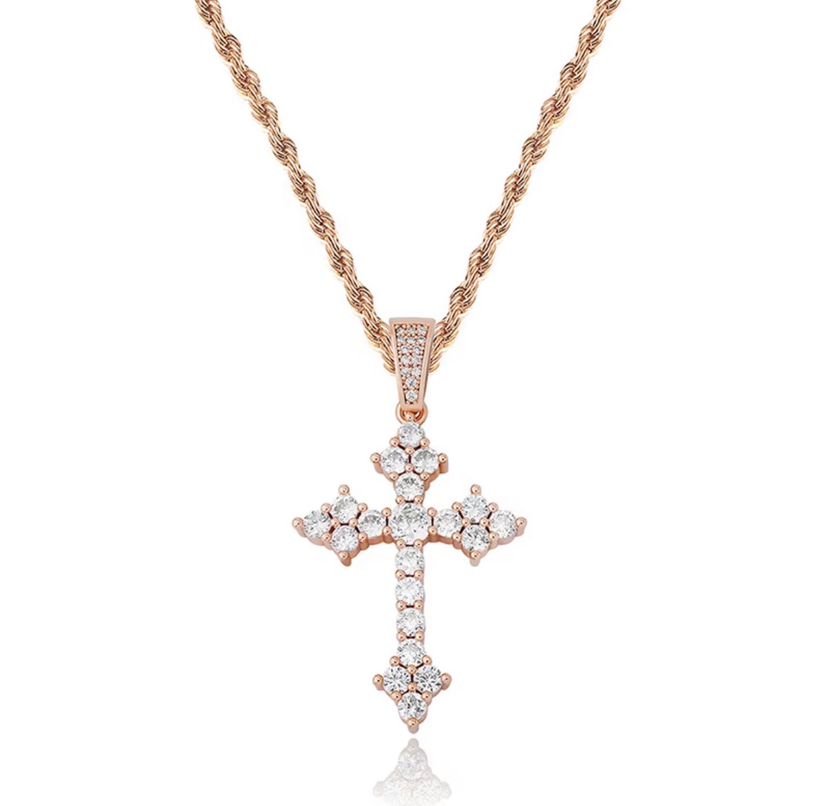 Photo from Alyssa R.'s order of New charm Hiphop jewelry Brass gold plated bling iced out cubic zircon cross pendent necklace rope chain
